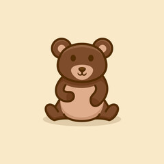 Cute Relaxed Bear Logo Design