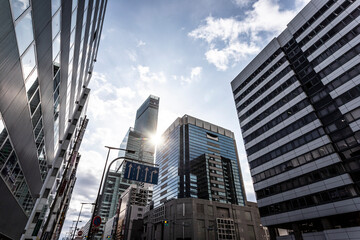 Fototapeta na wymiar Osaka skyscrapers in Japan.