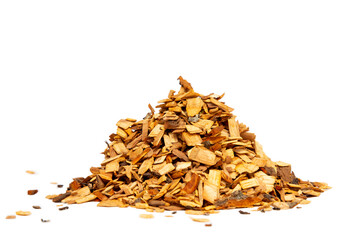 smoking chips for grilling laid out in different shapes on a white background