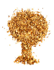 smoking chips for grill laid out in the shape of a tree on a white background