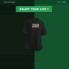 Design a black T-shirt for your best product with a green background. Instagram Post Template Design