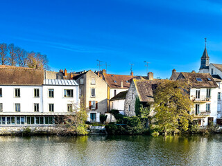 Fototapeta na wymiar Street view of old village Nemours in France