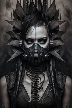 Dark poster and banner design with copy space for text and logos. Useful for concerts or venues. Gothic, EBM, EDM, Industrial, Electro or similar. Created with Generative AI