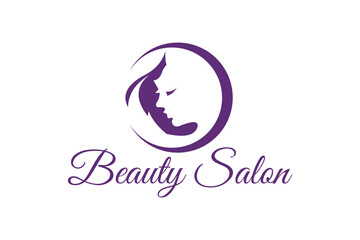 Natural Beautiful woman's face flower logo  beauty salon 