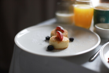 Breakfast of Cheesecakes with fresh berries