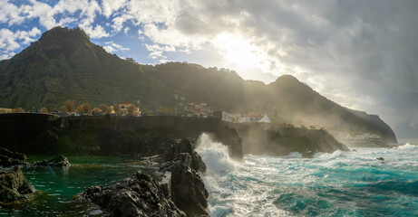 Landscape with Porto Moniz village at Madeira island, Portugal