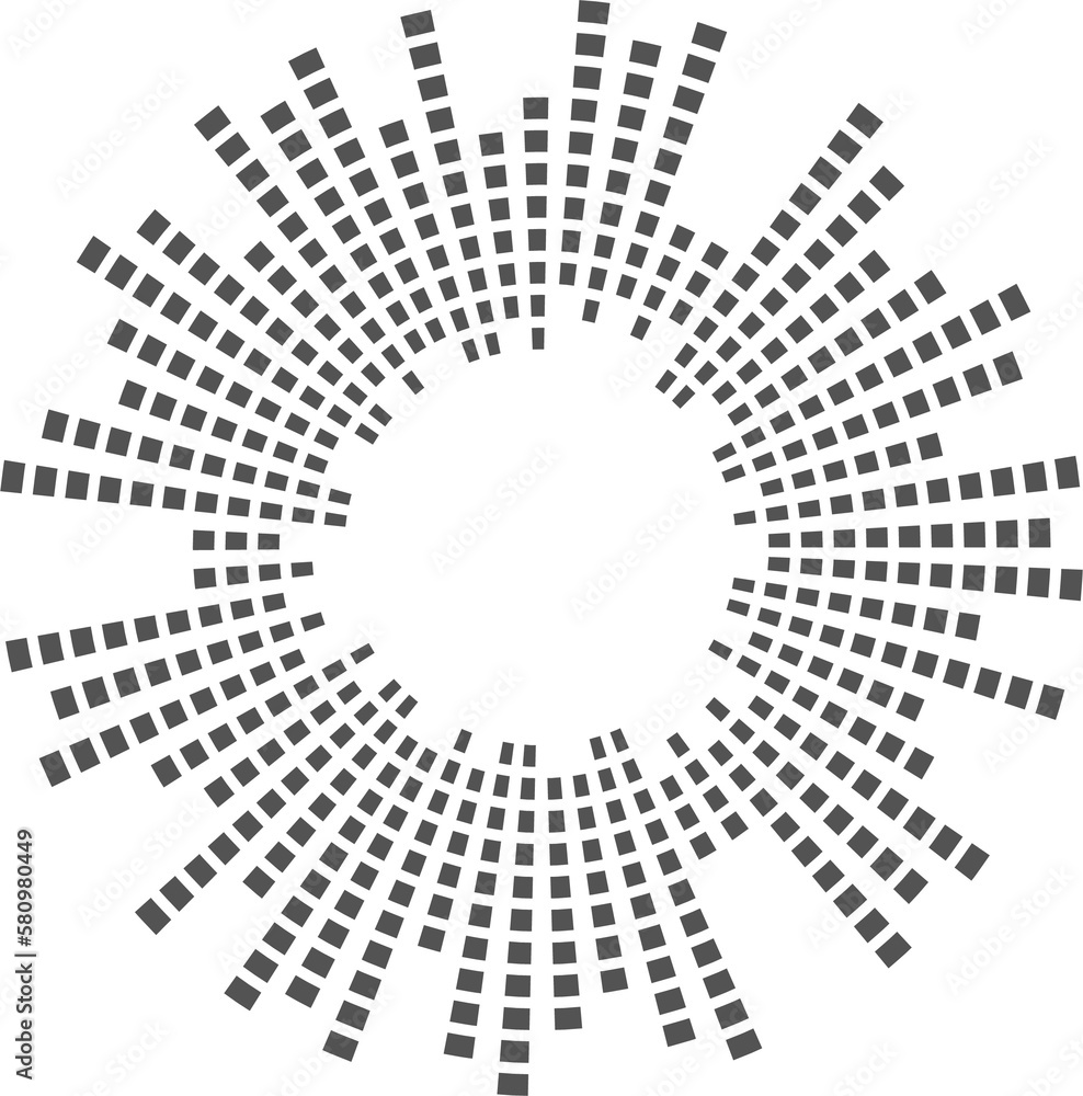 Aufkleber circle music equalizer. round audio spectrum. concentric beat and explosion. digital geometric frame