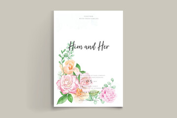 Wedding invitation with lovely watercolor flowers