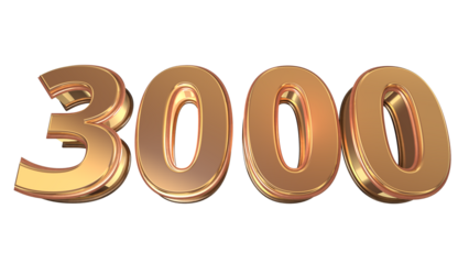 Gold 3d number 3000