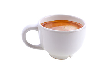 Hot espresso coffee cup view On a png background, isolated