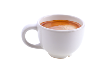 Hot espresso coffee cup view On a png background, isolated