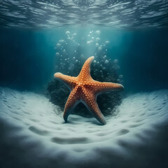 Fototapeta na wymiar Star fish Sea Under Water. generative AI