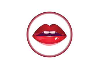 this is lips with red lipstick vector illustration design