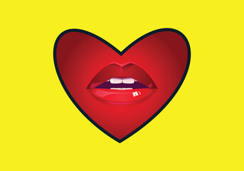 this is lips with red lipstick vector illustration design