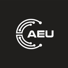 AEU letter logo design on black background. AEU creative initials letter logo concept. AEU letter design.
