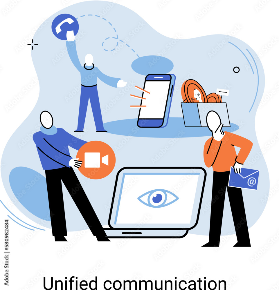 Poster unified communication metaphor. social media creative idea. online social network. business interact