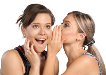 Portrait of Two Girlfriends , Sisters Gossiping