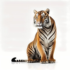 Fototapeta na wymiar Tiger Isolated White. Generative AI