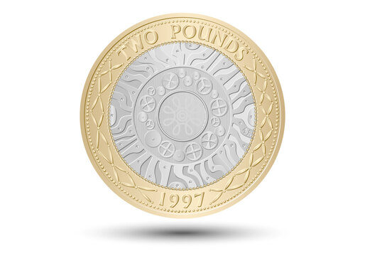 British two pound coin. Vector illustration. Eps-10