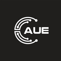 AUE letter logo design on black background. AUE creative initials letter logo concept. AUE letter design.
