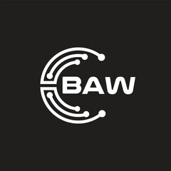 BAW letter logo design on black background. BAW creative initials letter logo concept. BAW letter design.

