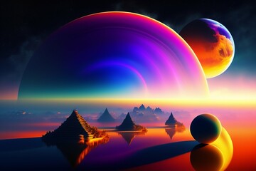 Abstract outer space endless nebula galaxy background. Generative ai