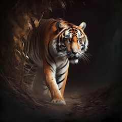 Tiger At Forest. Generative AI