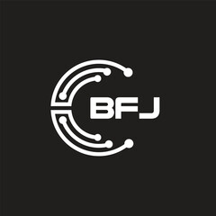 BFJ letter logo design on black background. BFJ creative initials letter logo concept. BFJ letter design.
