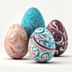 Easter Eggs with Ornaments Generative AI 