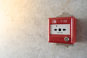 Fire alarm on the wall of the industrial plant