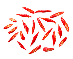 Chopped red chili peppers isolated on transparent, white background