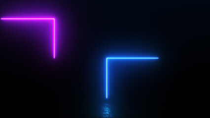 3d rendering neon glowing blue ultraviolet laser lines abstract background