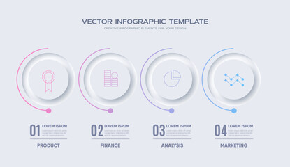 Plakat Neumorphism infographic, 4 step timeline illustration. 
