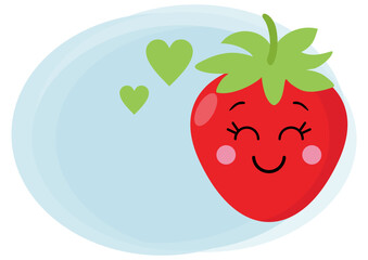 Funny strawberry with blank label blue background