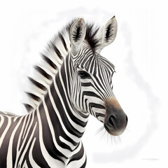 Fototapeta na wymiar Zebra Isolated White. Generative AI