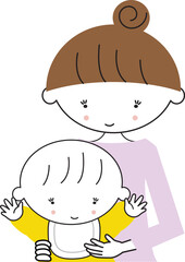 赤ちゃんを抱っこするママ