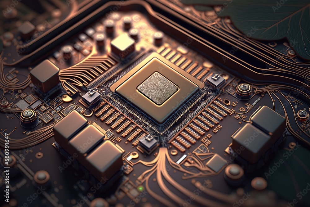 Poster Abstraction of the printed circuit board, detailed.Generative AI
