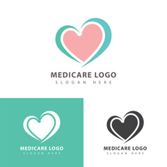 Heart symbol logo design template. Icon design for medical, body health.