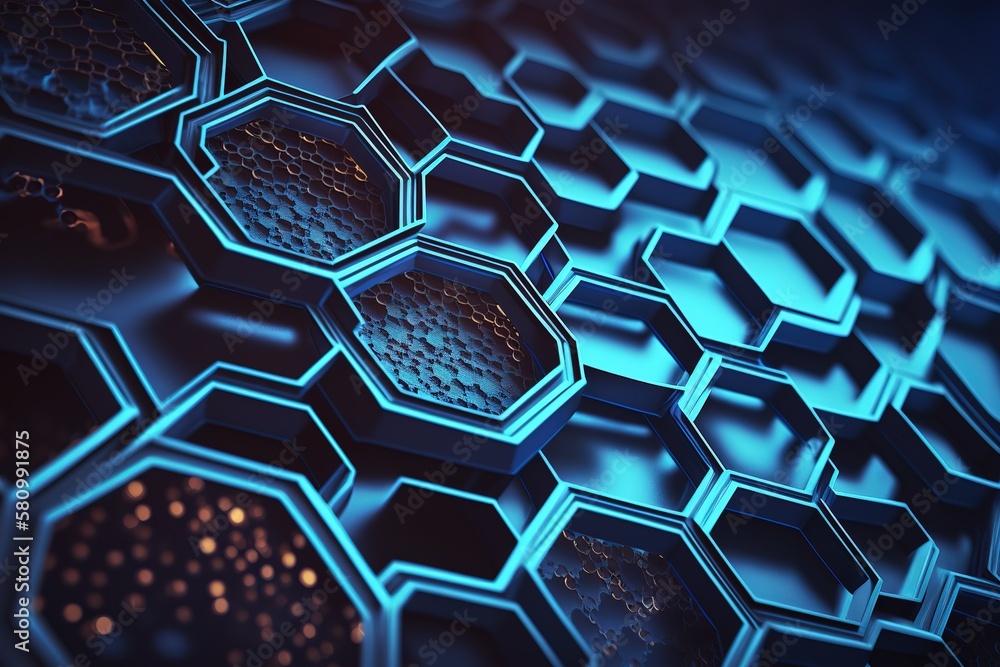 Aufkleber hexagonal abstract background, connection to the global network.generative ai