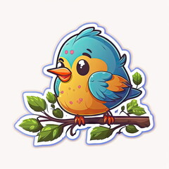 sticker design of bird, vector, white background