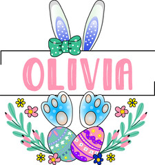 Easter Bunny Split Monogram Sublimation
