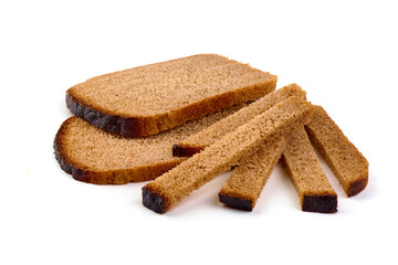 Slices of rye bread, isolated on white background.