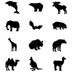 group of silhouette animals