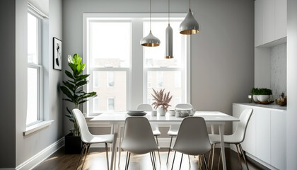 Fototapeta na wymiar The minimalist dining room. Generative ai.