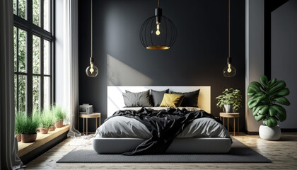 The minimalist bedroom. Generative ai.