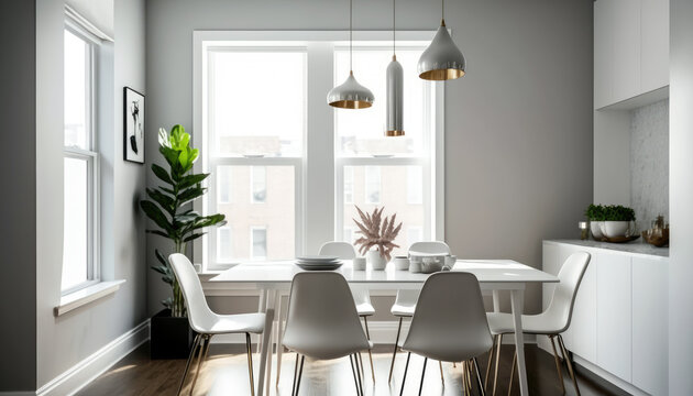 The minimalist dining room. Generative ai.