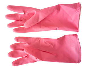 gants caoutchouc vaisselle rose sur fond transparent