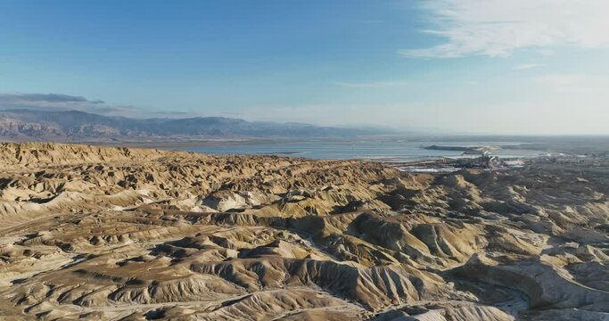 Aerial footage of the Sodom mountains in the southern Dead Sea. Filmed in C4K Apple ProRes 422 HQ