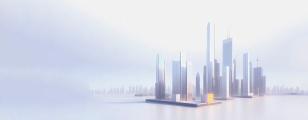 Abstract background with white skyscrapers, copy space. Generative AI