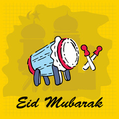 big drum in the month of ramadan, doodle vector